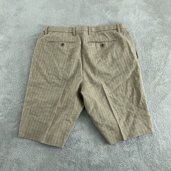 Banana Republic Emerson Mens Short 33 Beige Striped Linen Blend Casual 5007 - Picture 2 of 9